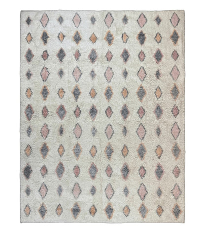Large Modern Contemporary Indian Shag Rug 11x14, Ivory, Handmade Wool Carpet