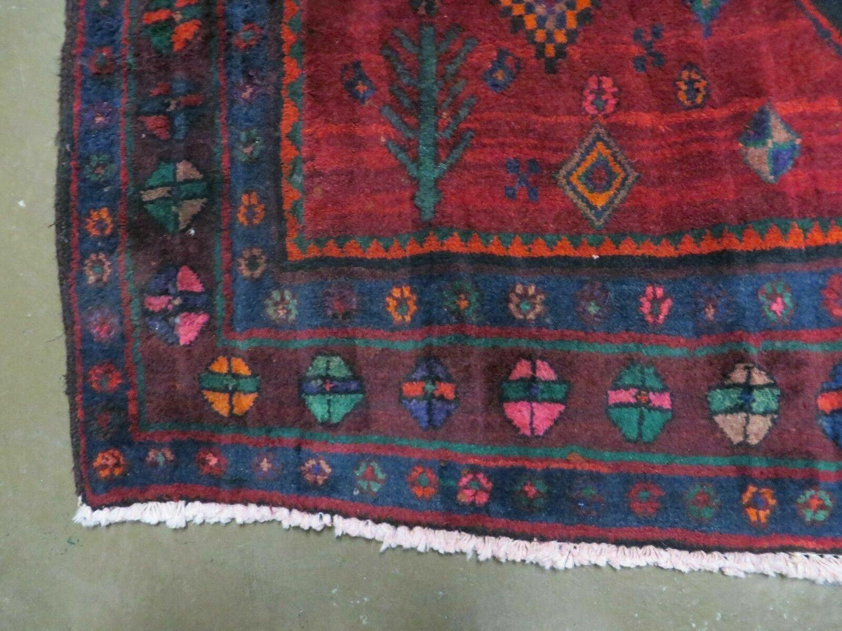 4' X 8' Antique Handmade India Geometric Oriental Wool Rug Veg Dyes Nice