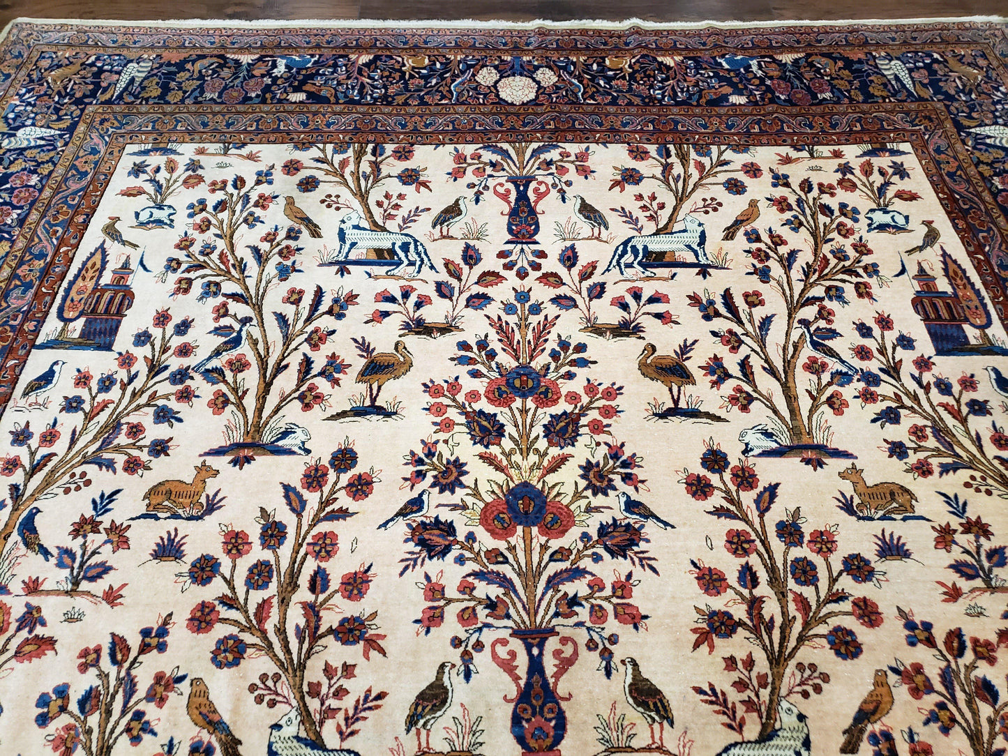 Antique Persian Kashan Tree of Life Rug 10x13 - Nuvé