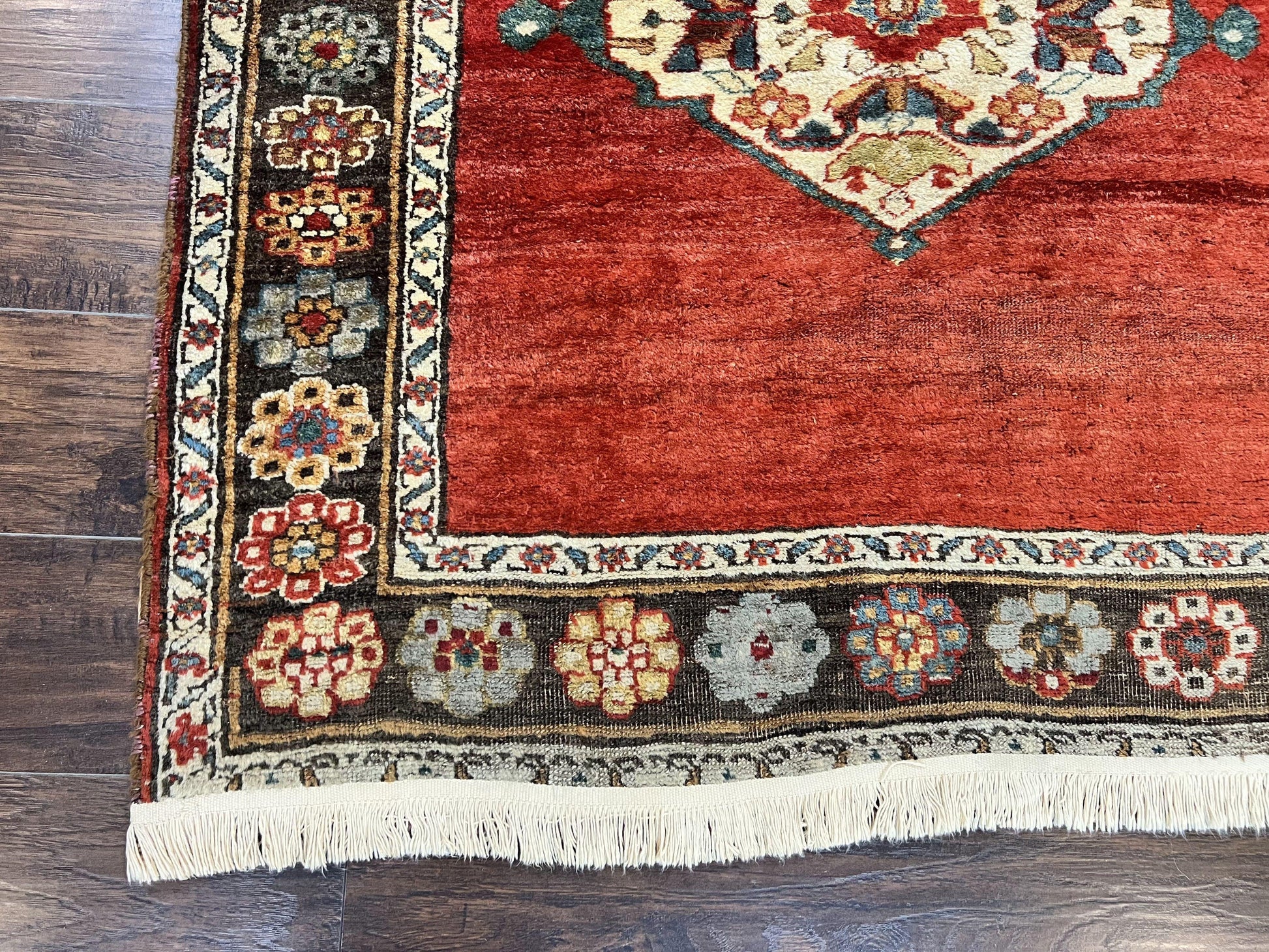 Antique Persian Bidjar Rug 4x8, Triple Medallions, Handmade Oriental Carpet, 1920s Rug, Wool Rug, Red - Nuvé