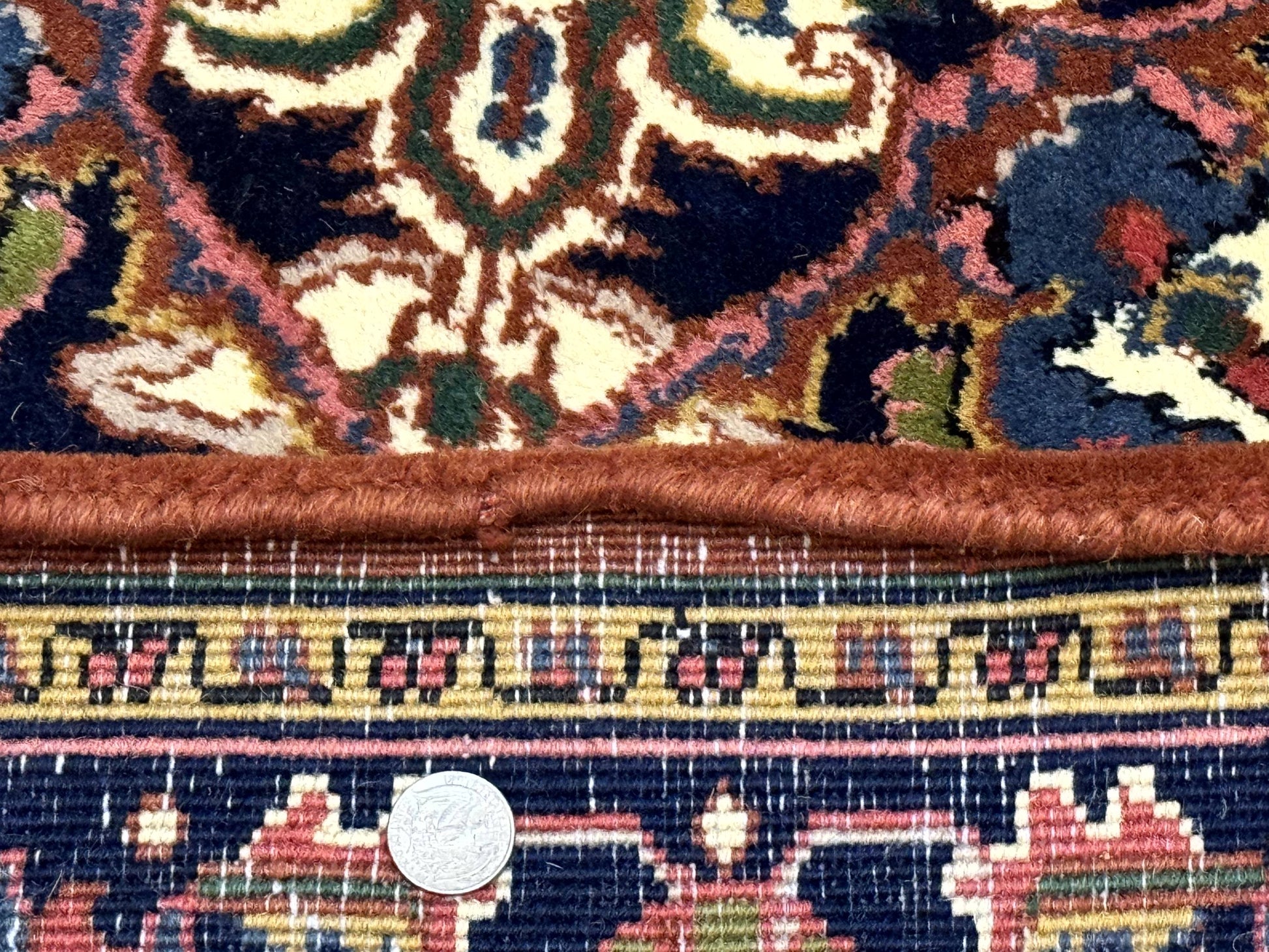 Indo Persian Heriz Rug 4x6, Rust Red Navy Blue and Cream - Nuvé
