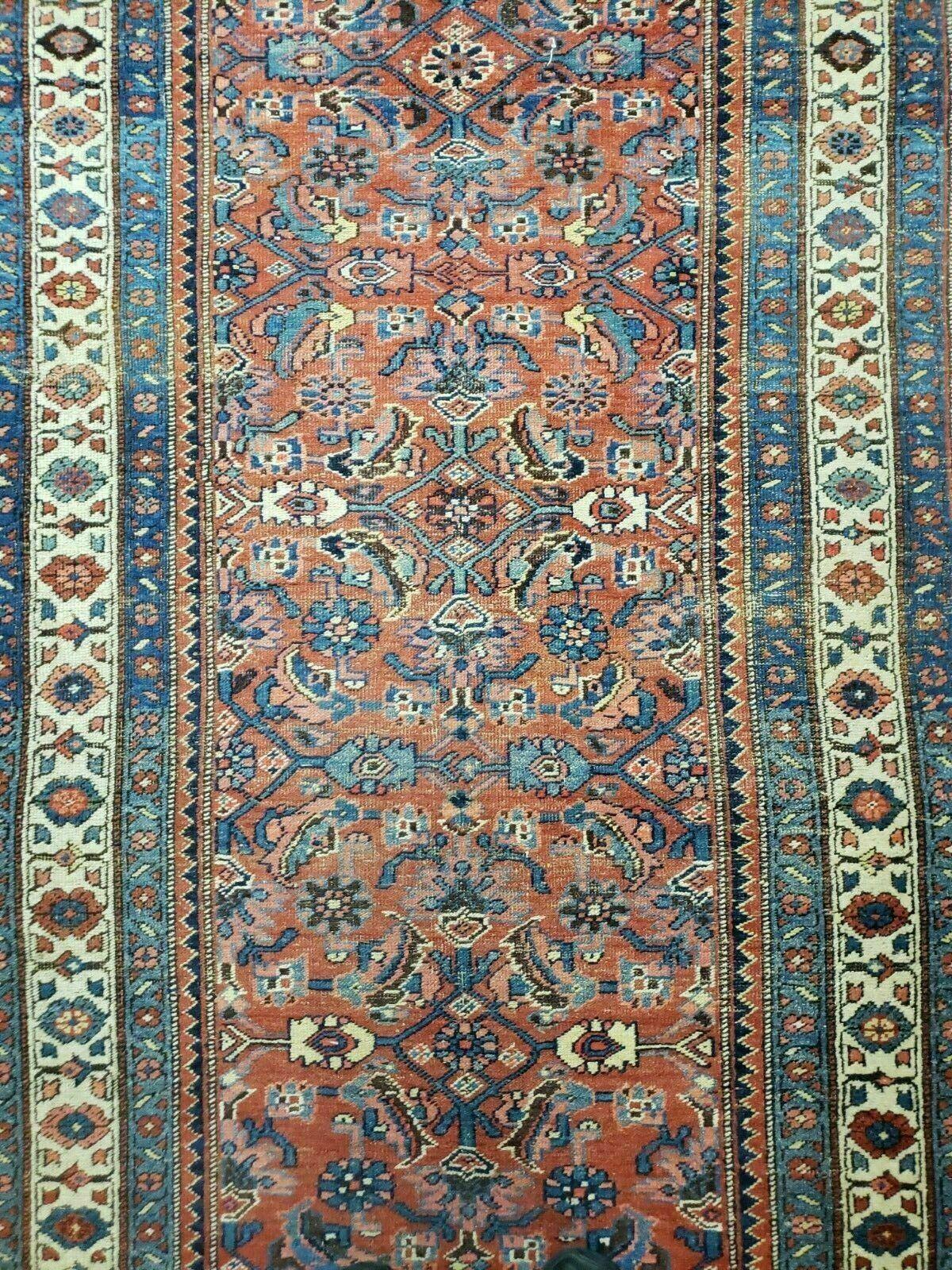 3' 8" X 11' Antique Handmade Turkish Wool Rug Veg Dye Runner Nice Rusted Red - Nuvé