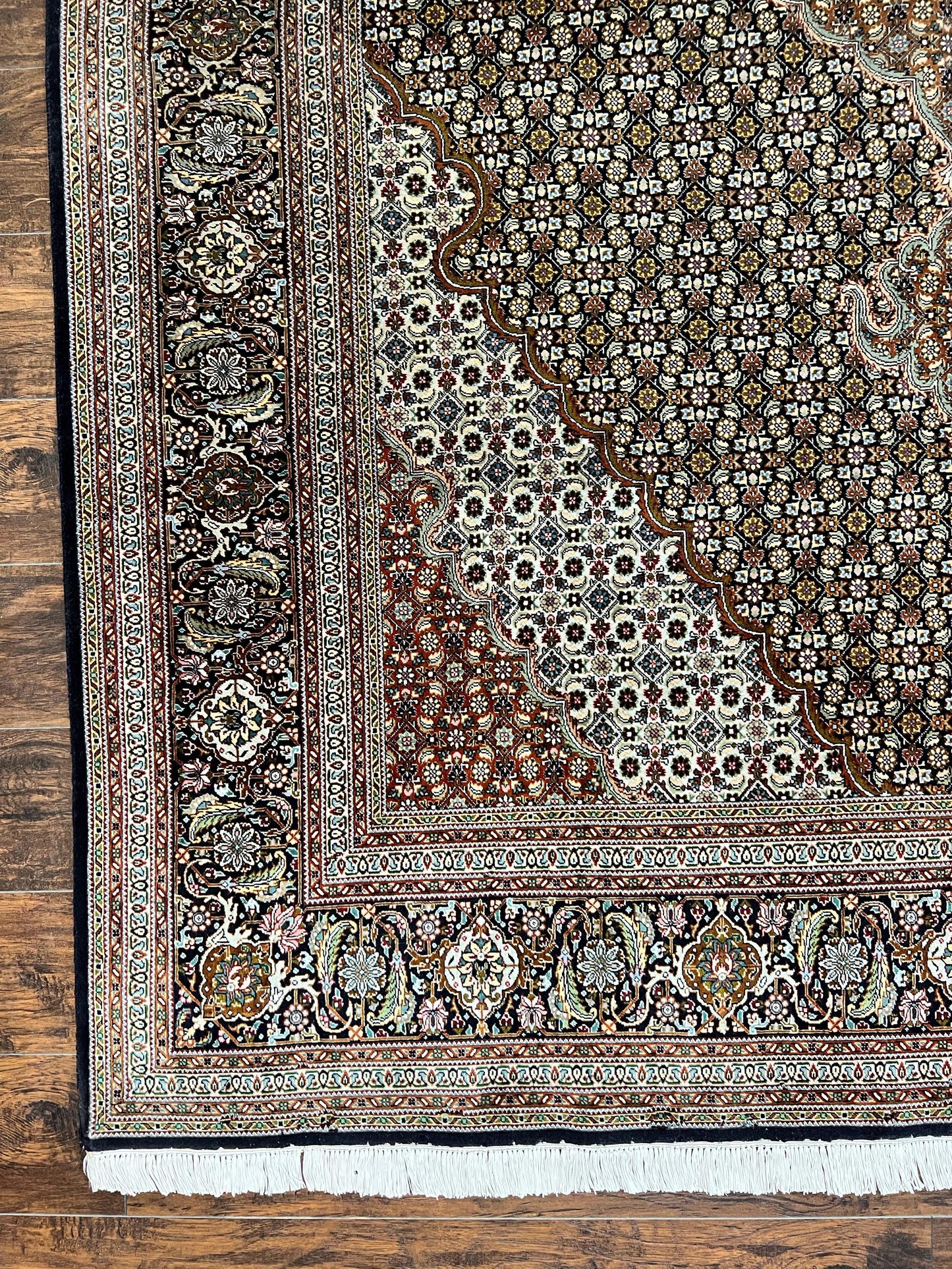 Wonderful Persian Tabriz Rug 7x10 ft, Very Fine 50 Raj 350 KPSI Oriental Carpet, Herati Mahi Pattern, Authentic Hand Knotted Handmade Wool Vintage - Nuvé