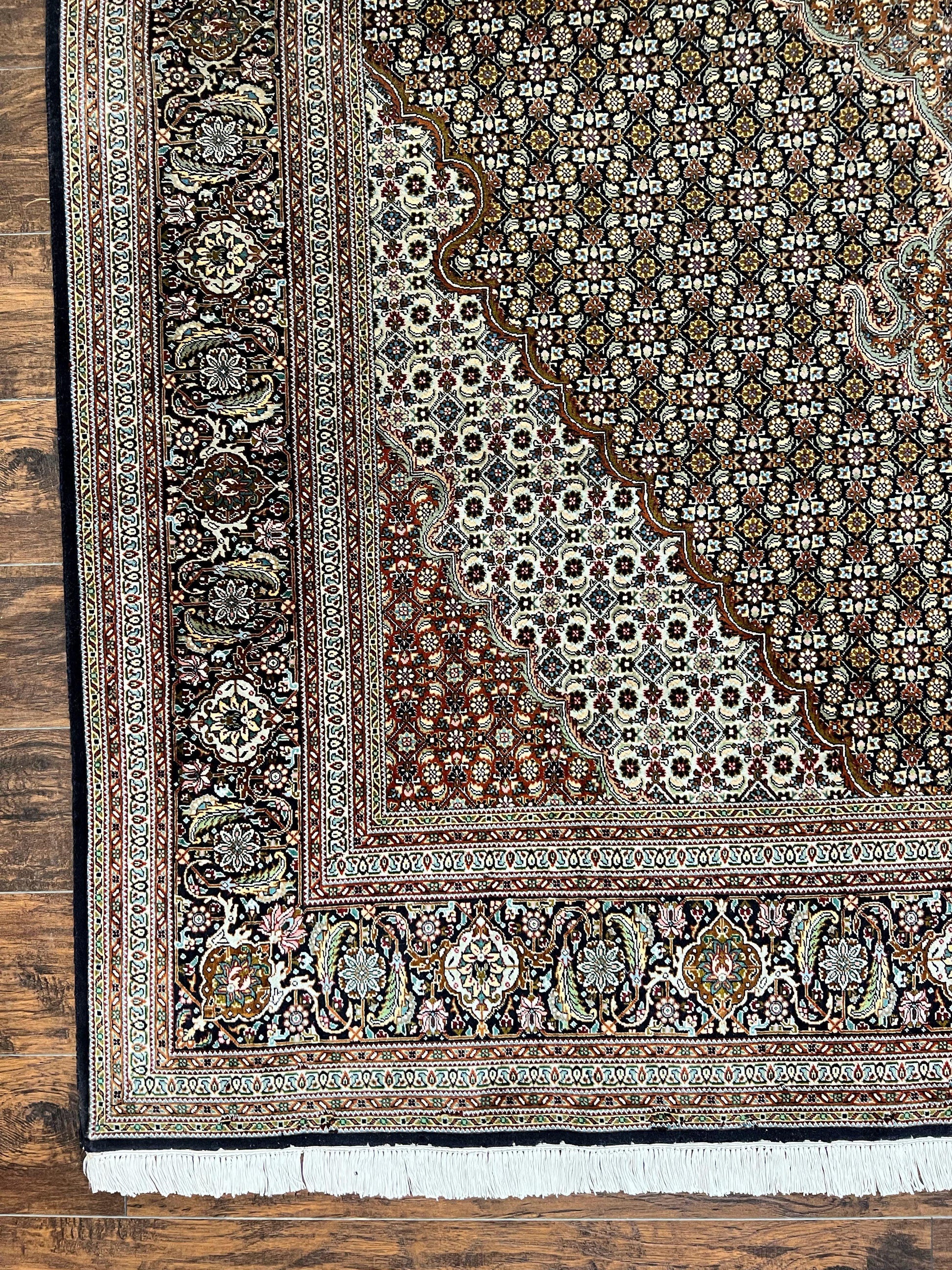 Wonderful Persian Tabriz Rug 7x10 ft, Very Fine 50 Raj 350 KPSI Oriental Carpet, Herati Mahi Pattern, Authentic Hand Knotted Handmade Wool Vintage - Nuvé