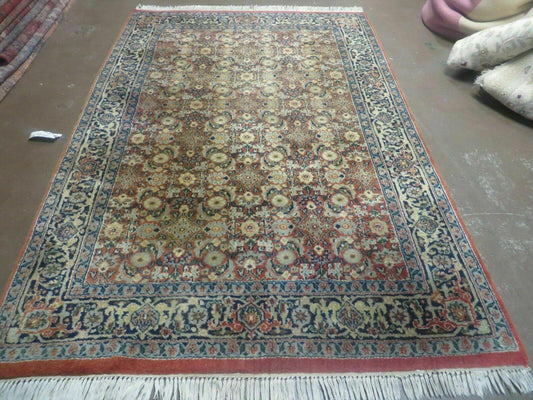 4' X 6' vintage Handmade India Amritsar Floral Oriental Wool Rug Organic Nice - Nuvé
