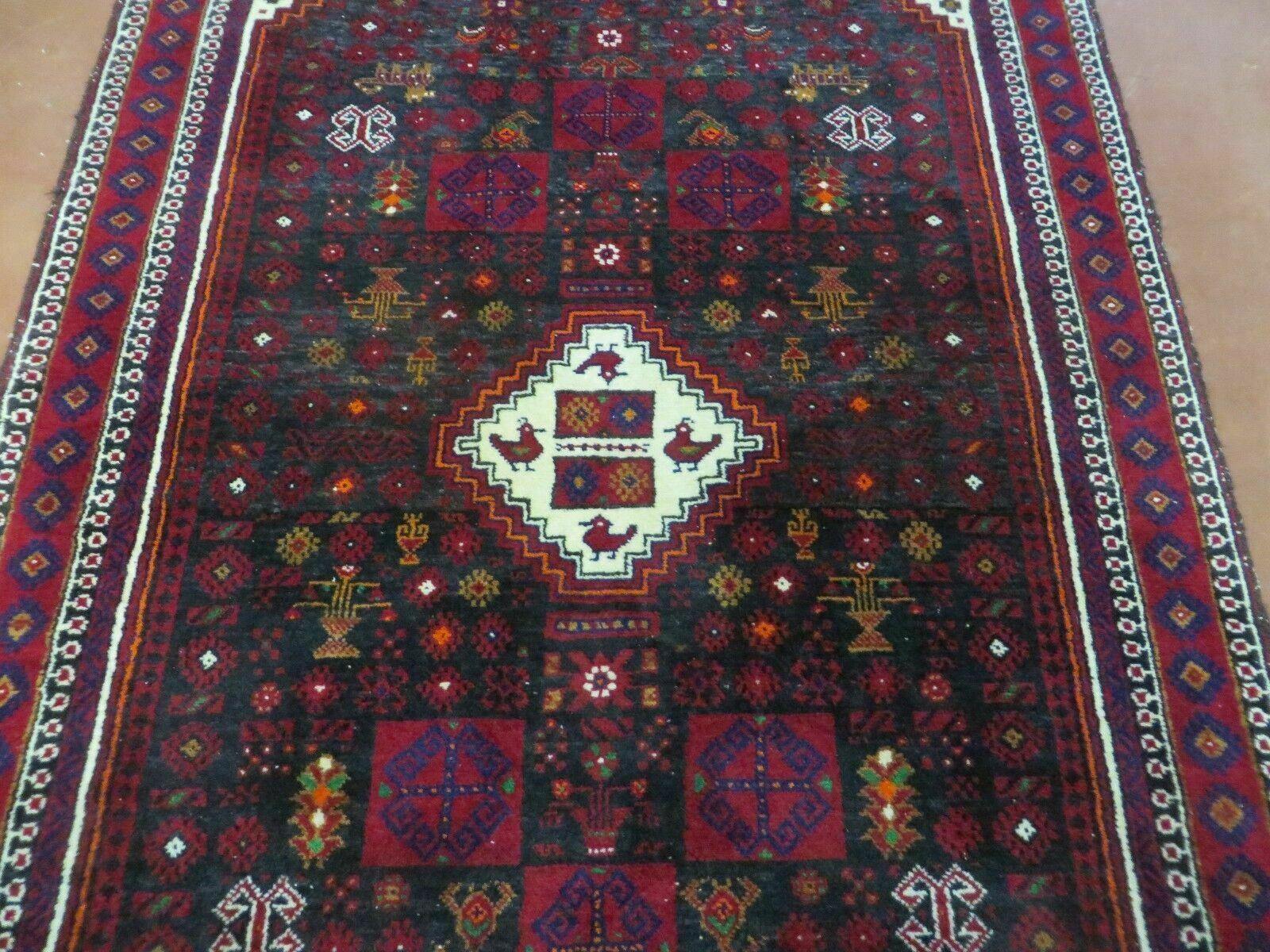4' X 7' Vintage Handmade Indian Jaipur Rug Bird Carpet - Nuvé