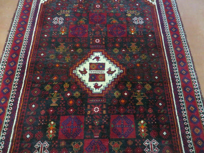 4' X 7' Vintage Handmade Indian Jaipur Rug Bird Carpet - Nuvé