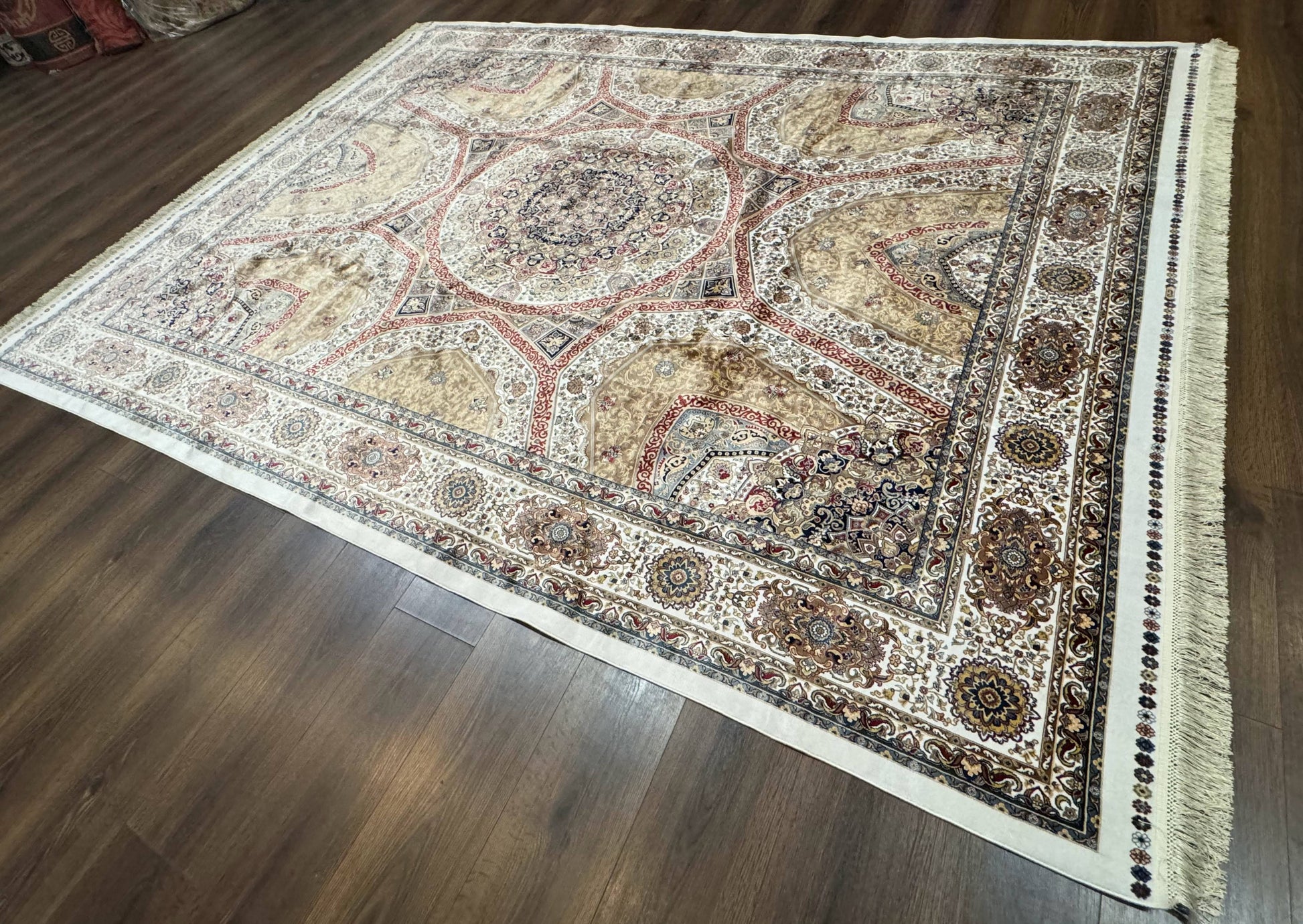 Turkish Silk Rug 8x10, Dome Design, Hereke Carpet, Bamboo Silk, New - Nuvé