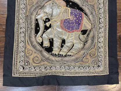 Indian Embroidery 3x3, Elephant Design, Detailed Needlepoint, Beadwork - Nuvé