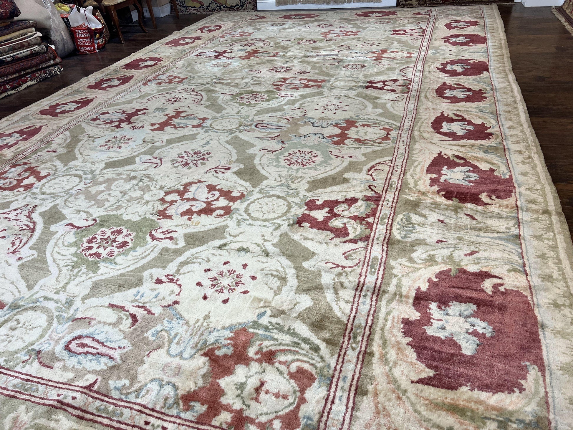 Large Egyptian Oushak Rug 12x21, Wool Handmade Vintage Carpet, Allover Pattern, Oversized 12 x 21 ft Traditional Rug - Nuvé