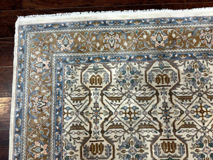 Indo Persian Rug 6x9, Beige, Allover Pattern, Vintage Wool Oriental Carpet - Nuvé