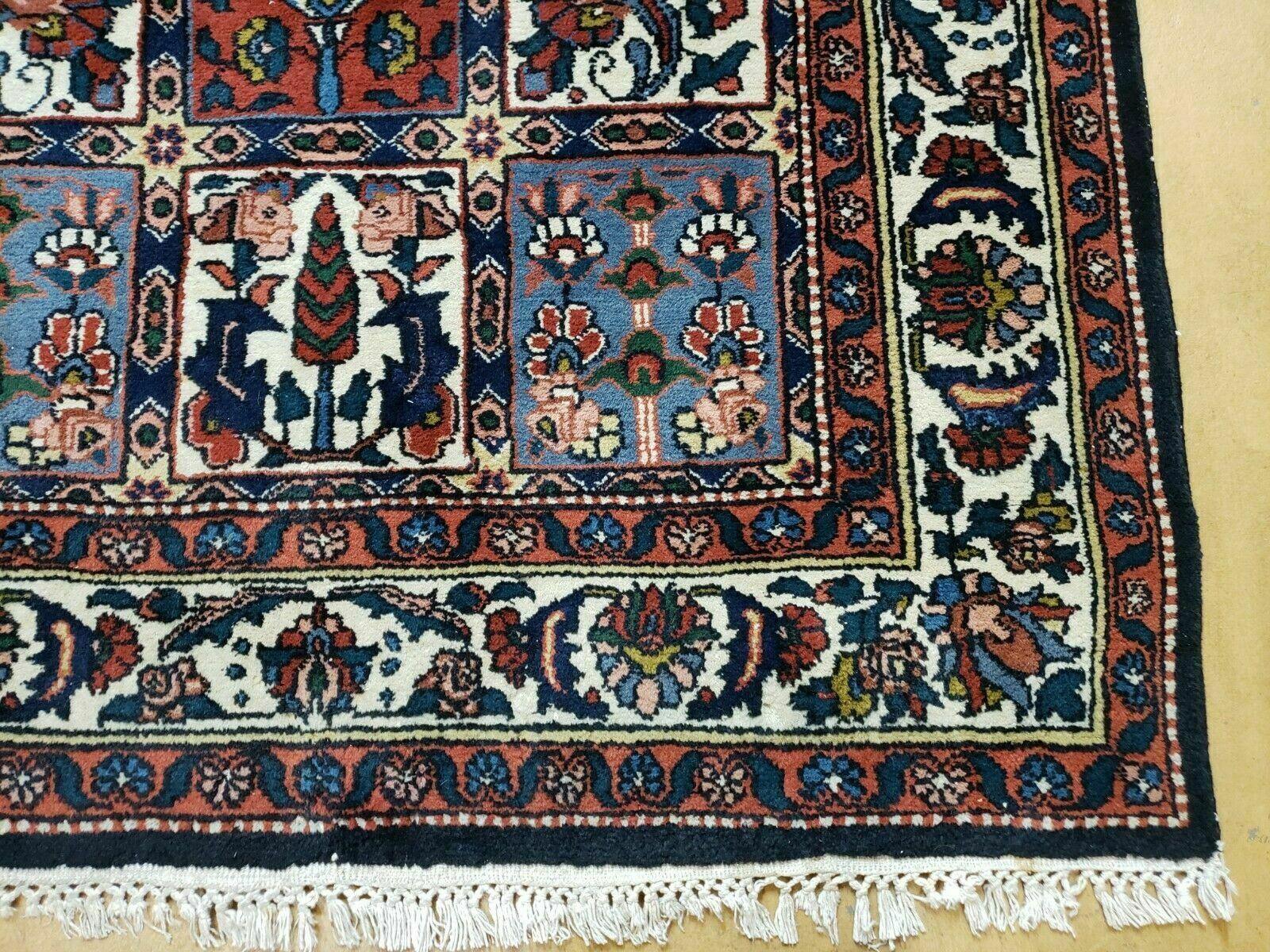 4' X 6' Vintage Handmade Indian Panel Design Wool Rug Veg Dyes - Nuvé