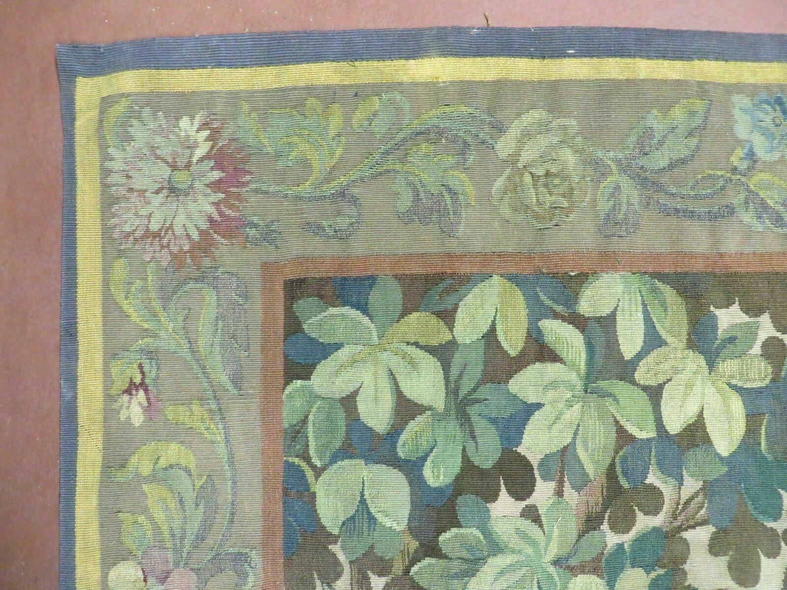 Antique French Tapestry 5x6 French Handmade Aubusson Nature One Of A Kind Rare - Nuvé