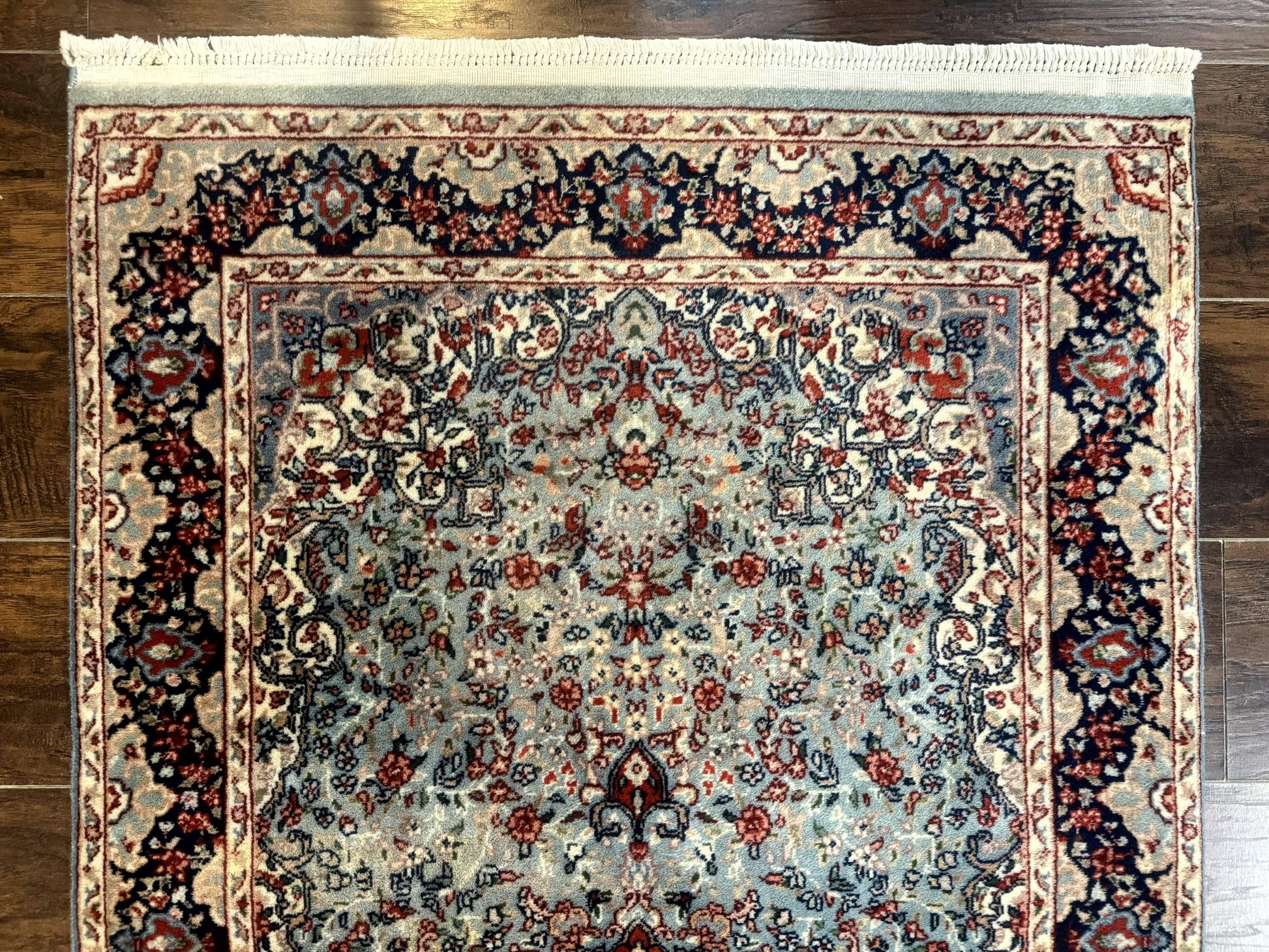 Indo Persian Kerman Rug 3x5, Light Blue, Floral Medallion - Nuvé