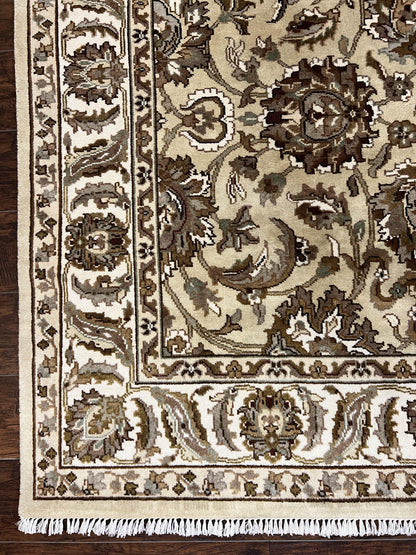 Indo Mahal Rug 6x9, Indian Carpet 6 x 9 ft, Light Green and Ivory, Floral Allover, Wool Oriental Carpet, Traditional Rug, Handmade - Nuvé