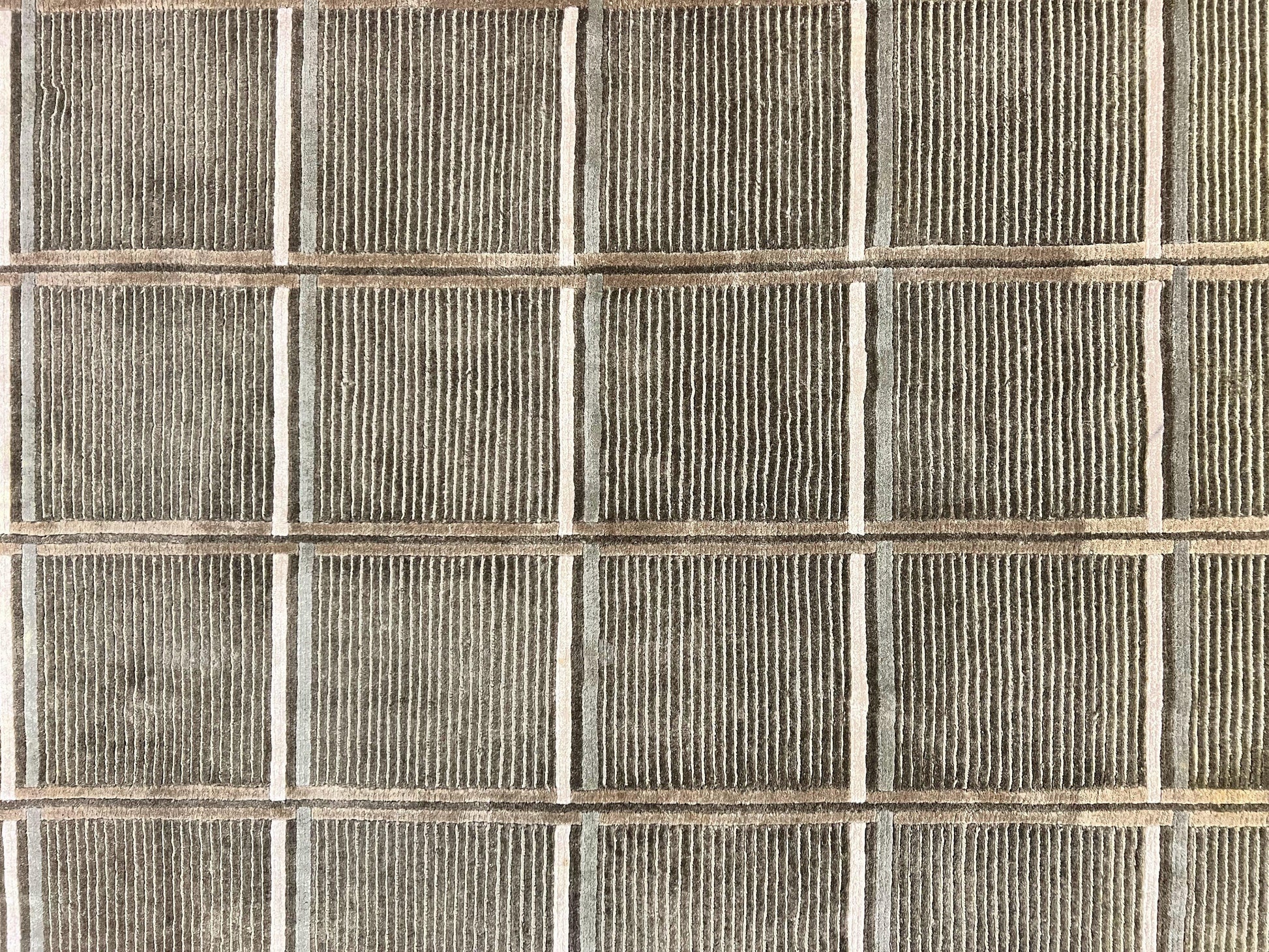 Tibetan Rug 4x6, Green Wool Handmade Area Rug 4 x 6, Panel Design, Modern Contemporary - Nuvé