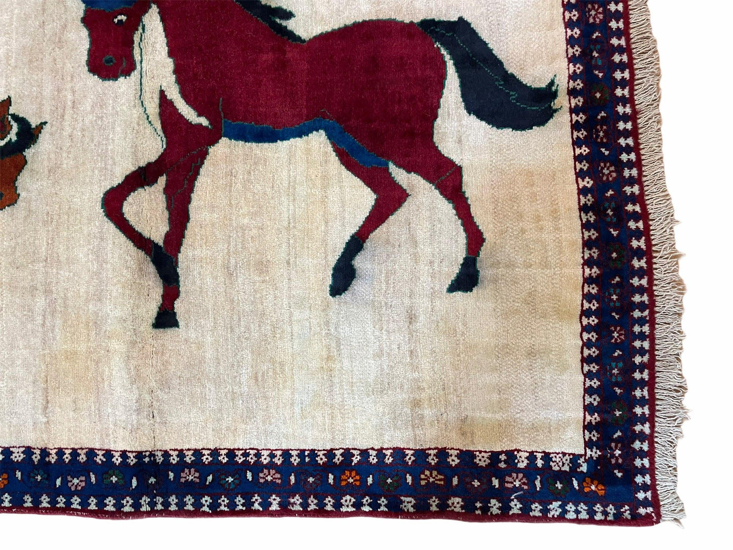 3.5 X 5 Handmade Hand-Knotted Quality Wool Pictorial Brown Horses Animal Rug - Nuvé