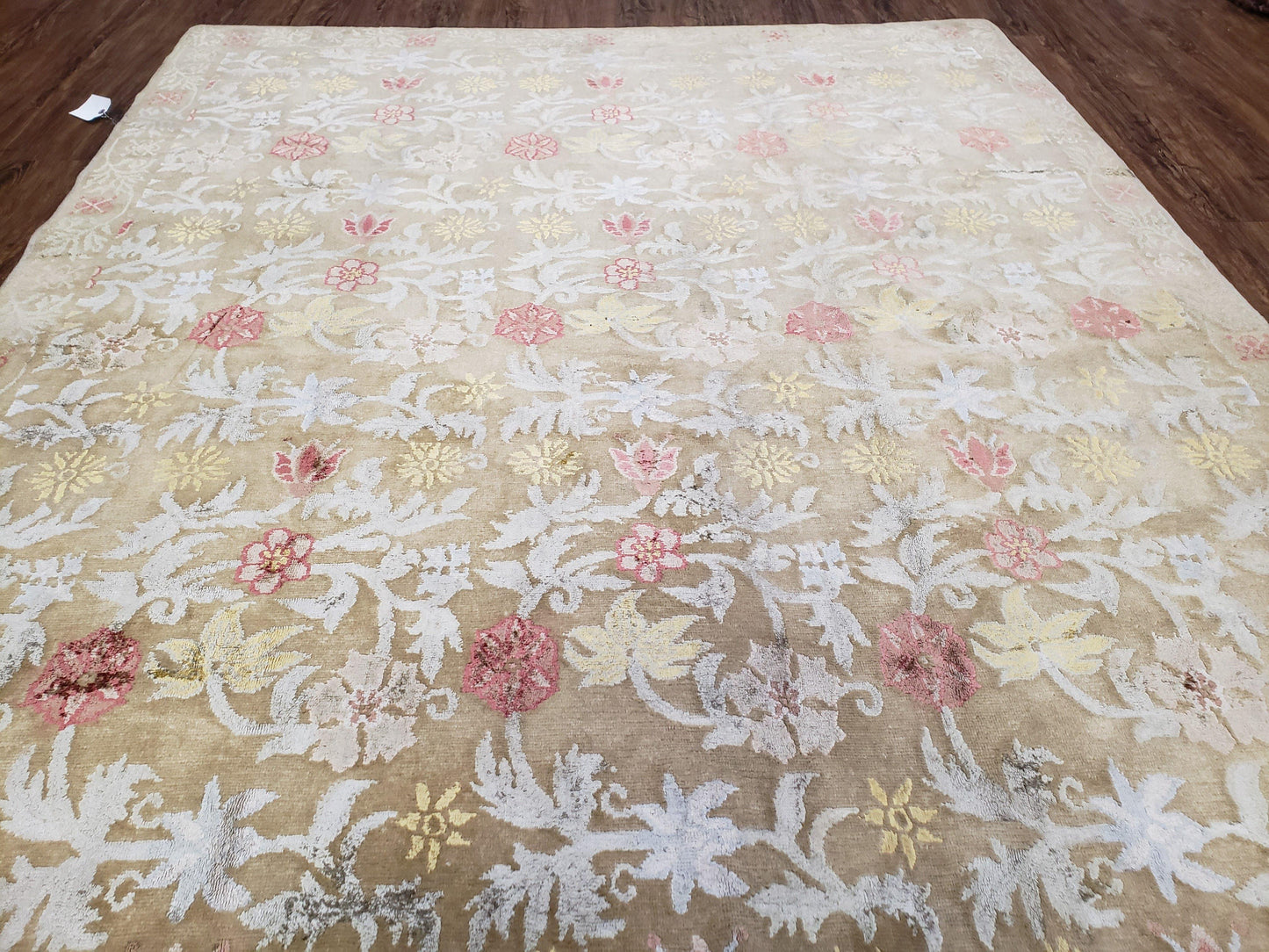 Modern Tibetan Rug 6x9, Wool and Silk Tibetan Rug, Handmade Tibetan Rug, Silk Flowers, Contemporary Rug, Soft Rug, Tibetan Area Rug, Tan - Nuvé