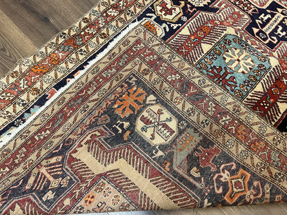 Persian Ardabil Wide Runner Rug 4x10 - Geometric Medallions & Animal Pictorials