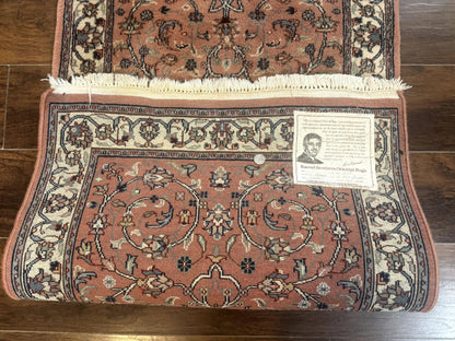 Indo Persian Runner Rug 2.6 x 10, Coral and Cream, Hand Knotted 10ft Wool Oriental Runner for Hallway or Kitchen - Nuvé