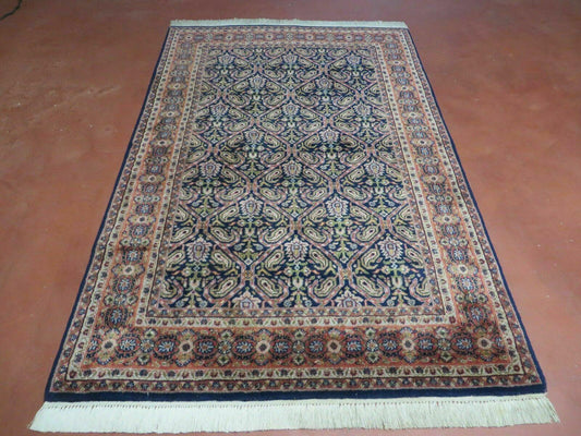 4' X 6' Vintage Fine Handmade India Floral Oriental Wool Rug Carpet Blue Red - Nuvé