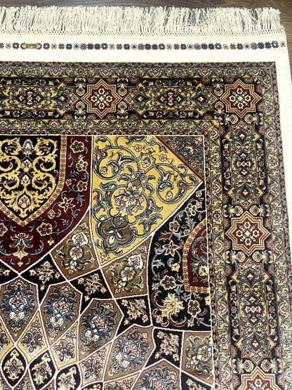 Turkish Silk Rug 4x6, Dome Design, Memluk Carpet, Bamboo Silk, New - Nuvé