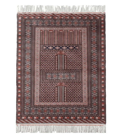 Vintage Turkoman Bokhara Rug 4x6, Four Seasons Pakistan Bukhara Turkmen Engsi Yamud Carpet, Fine Tribal Rug, Wool, Hand-Knotted, Brown, Nice