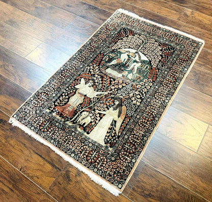 Stunning Sino Persian Pictorial Rug 2.7 x 4, Garden of Eden Adam & Eve Tree of Life Design, Extremely Fine 580 KPSI, Masterpiece - Nuvé