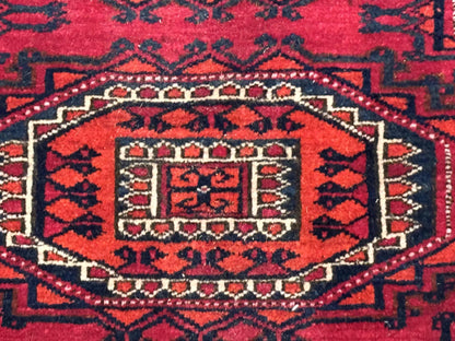 Antique Turkoman Salor Rug, Turkoman Textile, Fine 400 KPSI, Red, Persian Tribal Rug - Nuvé