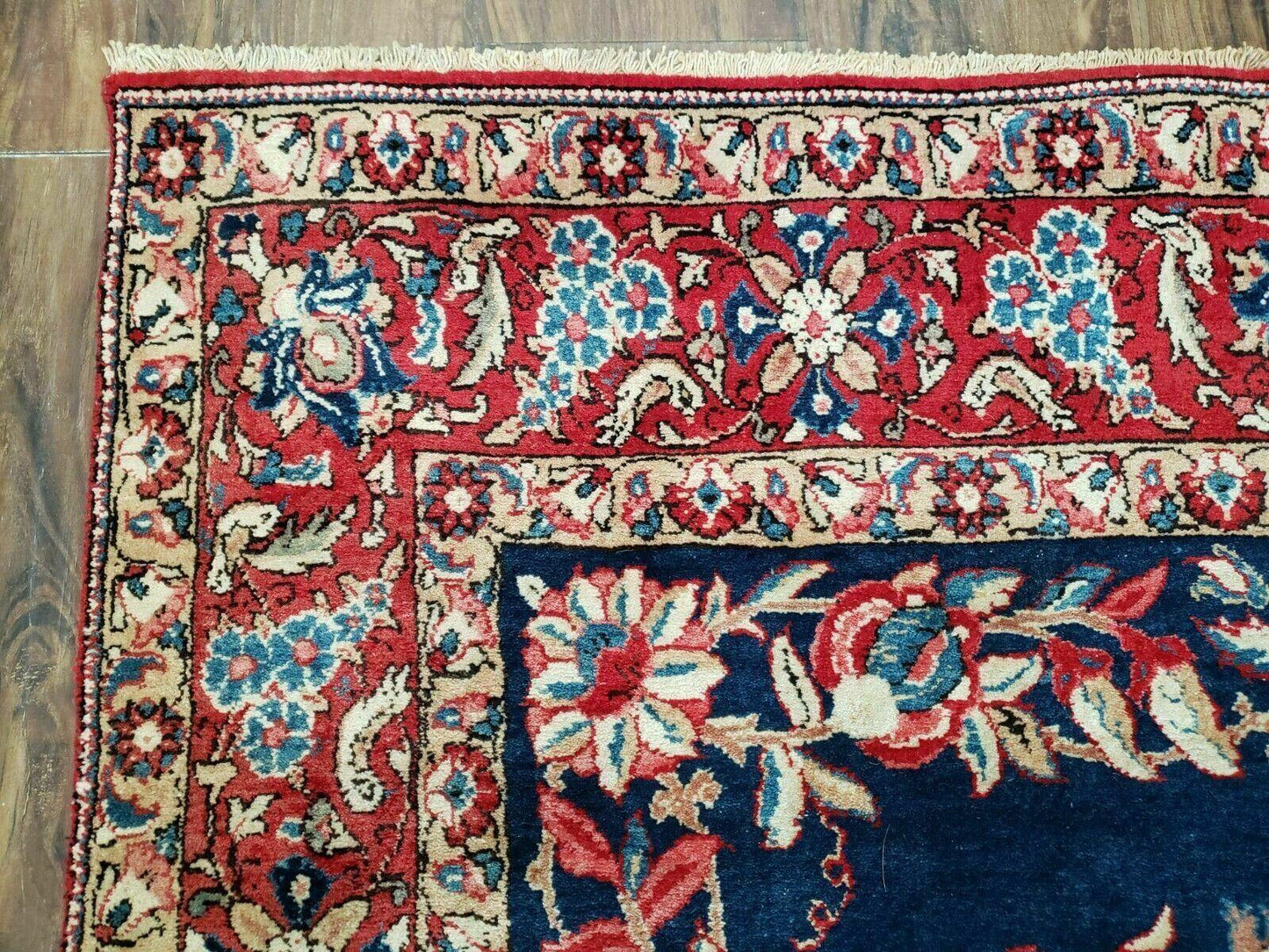 4' X 7' Vintage Handmade Turkish Wool Rug Flowers Birds Tree Of Life Blue Red - Nuvé