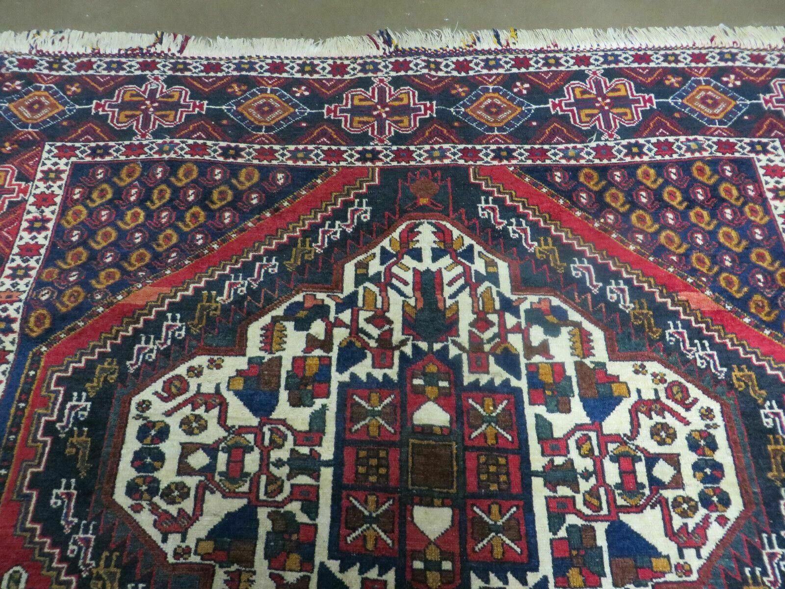 4' X 5.5' Vintage Handmade Turkish Tribal Wool Rug Medallion Nice - Nuvé