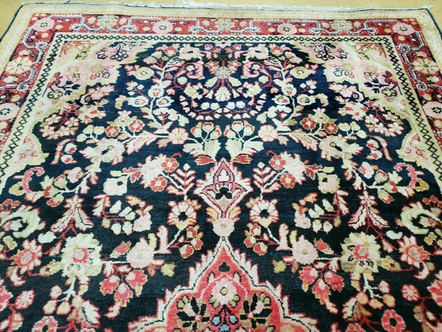 4' X 6' Antique Handmade India Floral Oriental Wool Rug Carpet Organic Blue - Nuvé