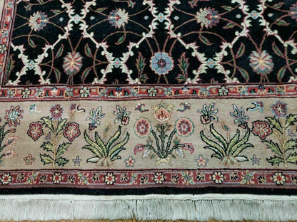 6' X 9' Handmade India Floral Oriental Wool Rug Carpet Hand Knotted Nice Black - Nuvé