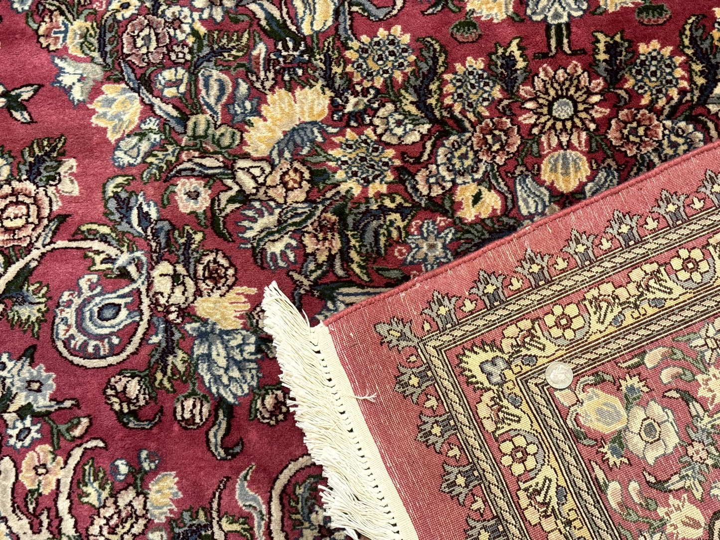 Sino Persian Rug 9x12, Fine 290 KPSI, Rose-Red, Floral Allover - Nuvé