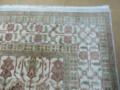 8' 5" X 12' Handmade India Agra Floral Oriental Wool Rug Tea Washed Carpet Nice - Nuvé