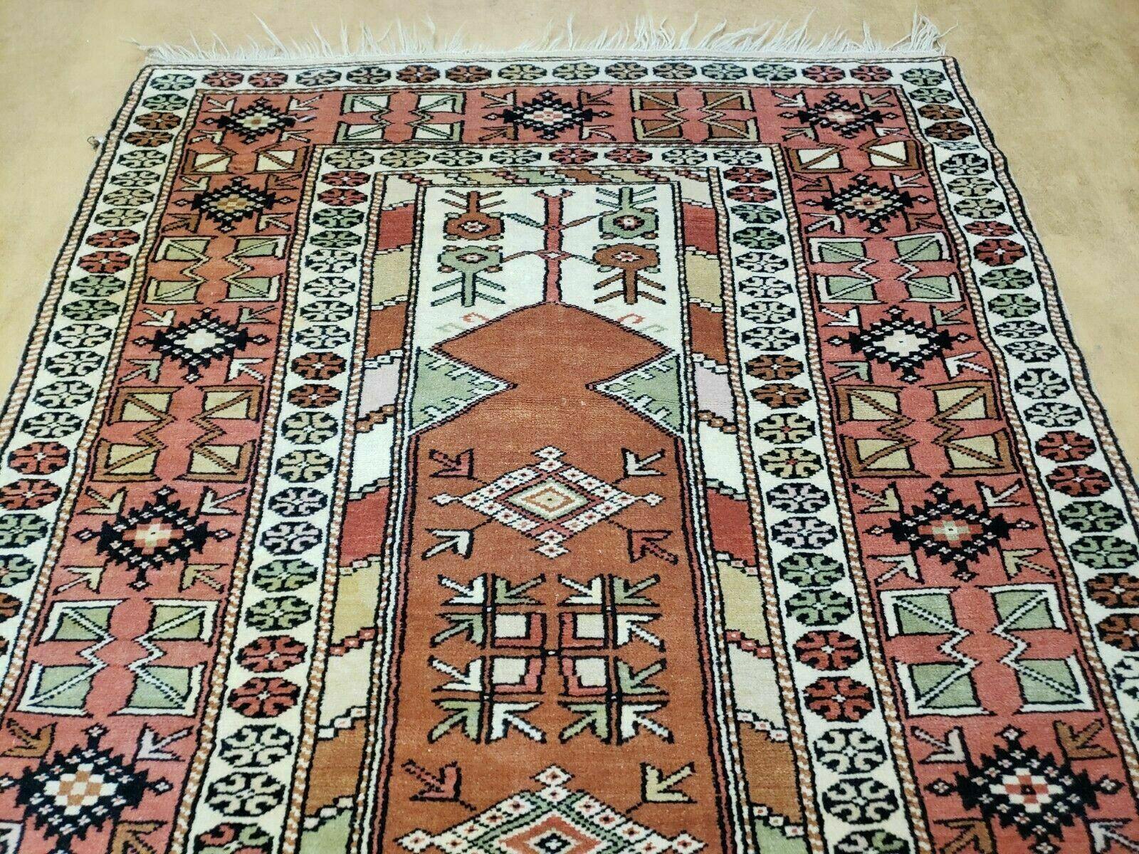 4' X 7' Antique Handmade Turkish Melas Oushak Wool Rug - Nuvé