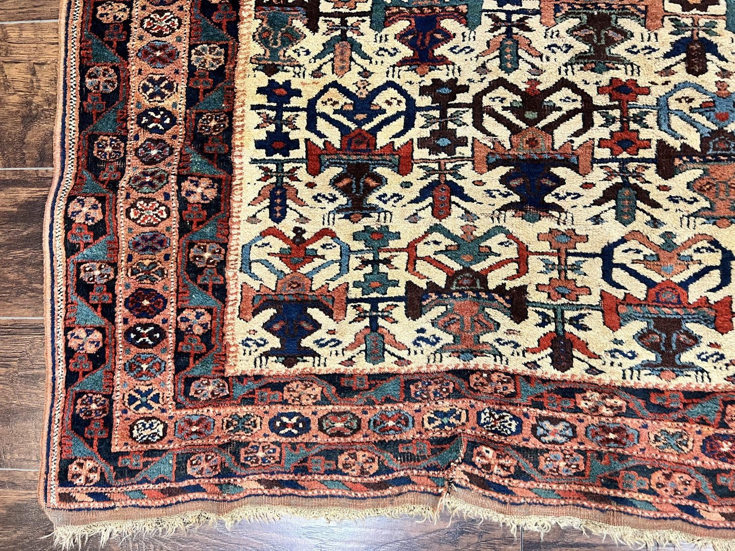 Persian Afshar Rug 5x6, Allover Repeated Motif, Wool Tribal Carpet, Handmade Semi Antique Rug - Nuvé
