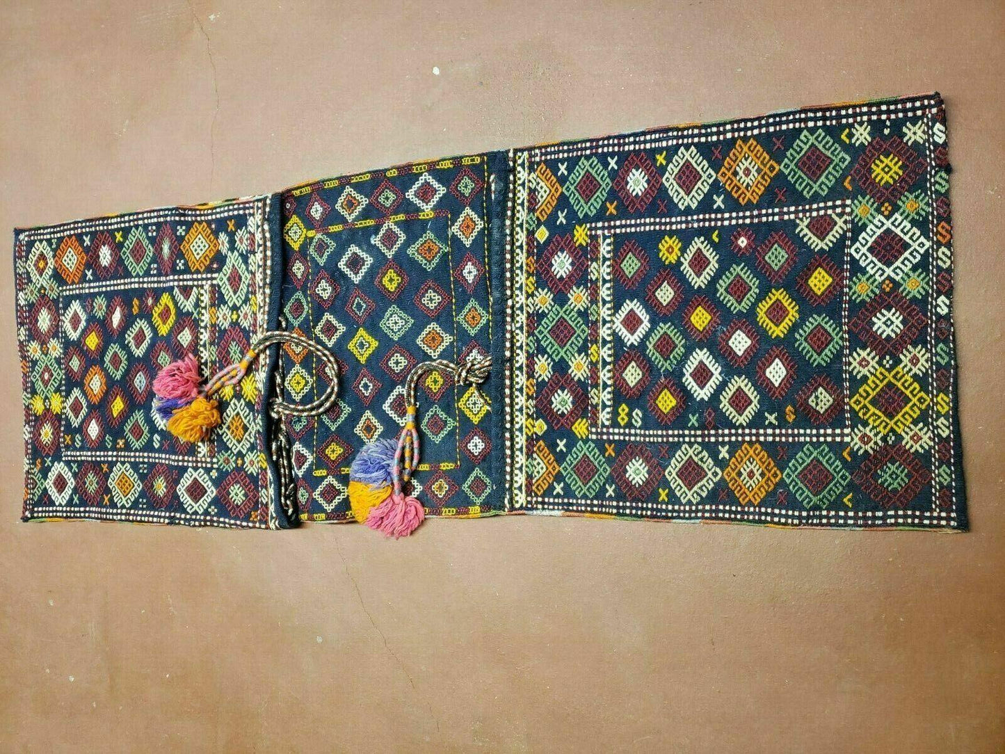 2' X 4' Handmade Turkish Tribal Kilim Wool Rug Double Saddle Bag Khorjin Nice - Nuvé