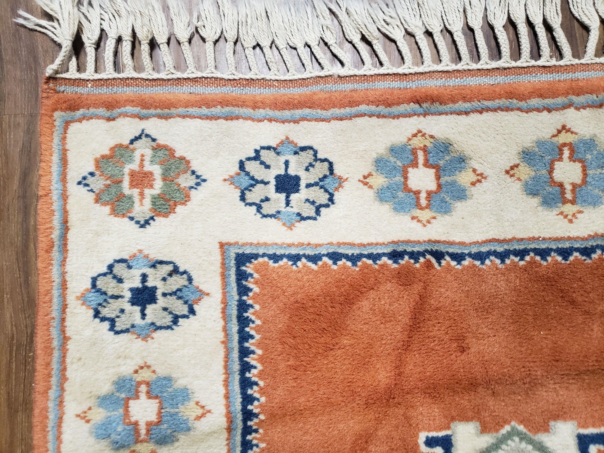 3x5 Handmade Vintage Turkish Area Rug Wool Kazak Carpet 3'1"x4'5" Red Beige - Nuvé