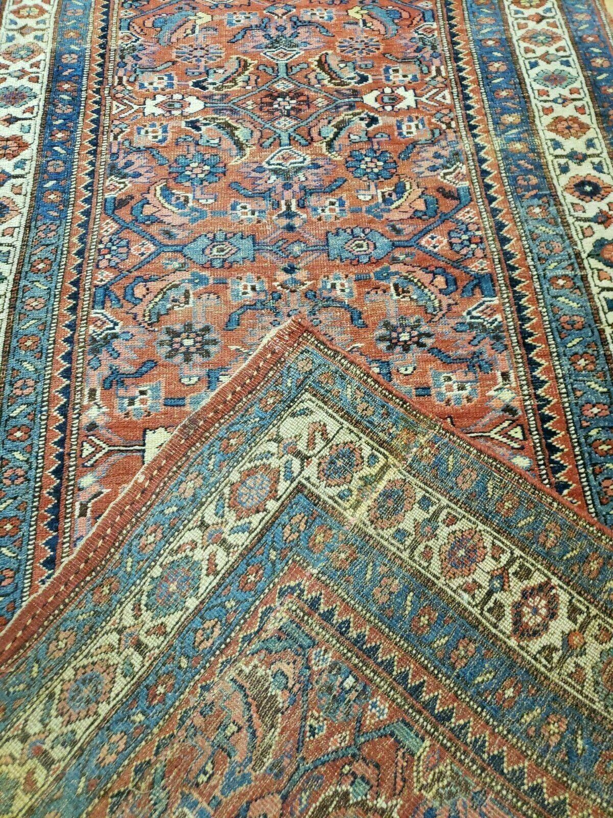 3' 8" X 11' Antique Handmade Turkish Wool Rug Veg Dye Runner Nice Rusted Red - Nuvé
