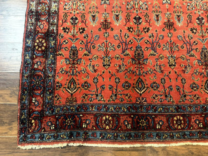 Antique Persian Tribal Rug 5 x 6.6, Tomato Red, Hamadan Angelas Rug - Nuvé