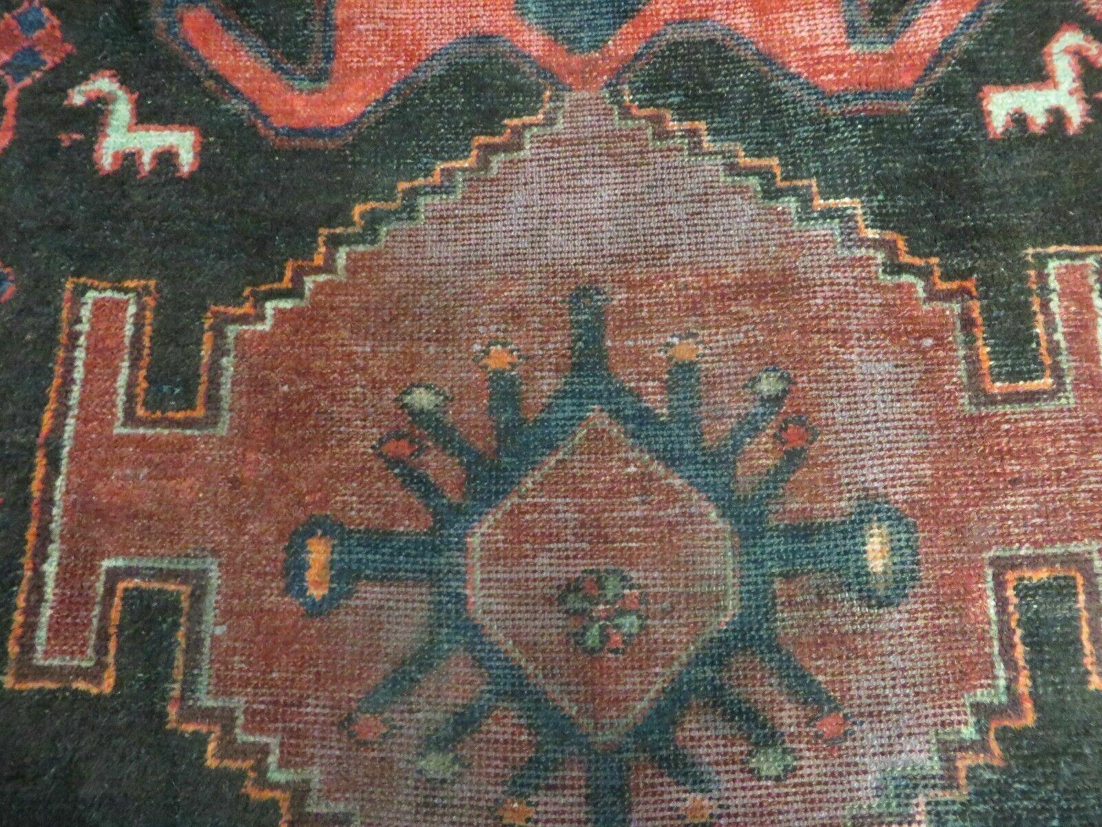 4' X 8' Antique Handmade India Geometric Oriental Tribal Wool Rug Red # 603 - Nuvé