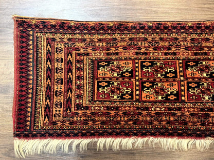 Antique Persian Turkoman Mafresh Rug 1x4, Wool, Tribal Collectible - Nuvé