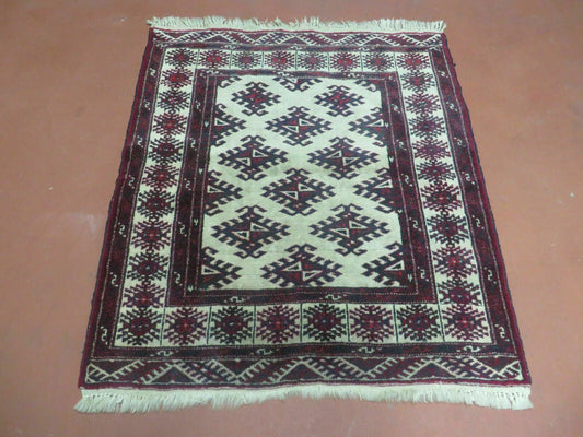 3' X 3' Vintage Handmade Turkoman Bokhara Yamud Wool Rug Nice - Nuvé
