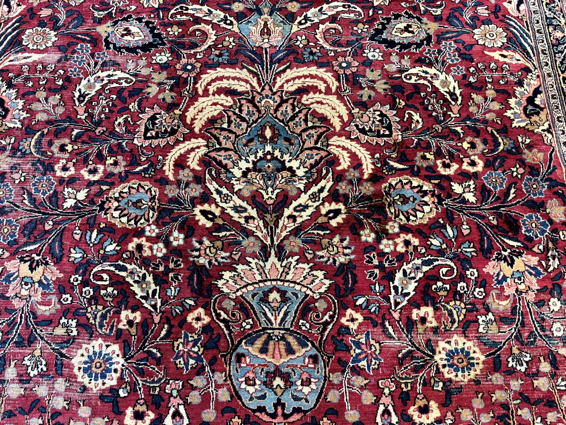 Antique Persian Mashad Rug 10x12, Red and Ivory, Signed by Master Weaver - Nuvé