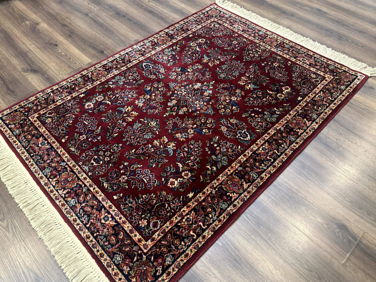 4x6 Karastan Rug Red Sarouk #785, Wool Pile Original 700 Series, Vintage Discontinued - Nuvé