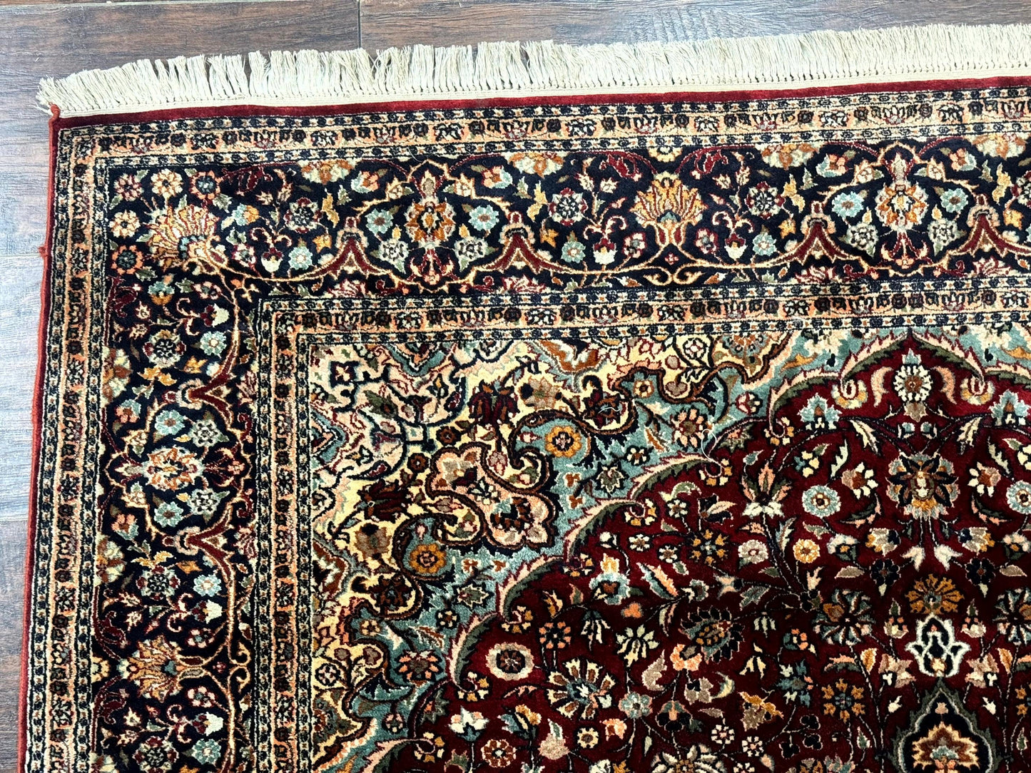 4x6 Silk Rug, Very Fine 650 KPSI, Silk Persian Carpet, Red, Floral Medallion, Sino Persian - Nuvé