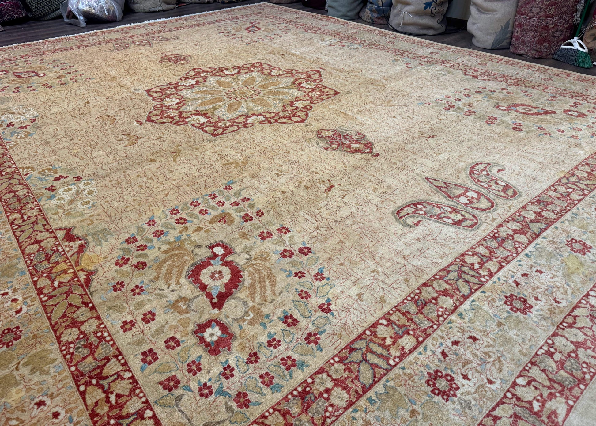 Palace Size Pak Persian Rug 13x17, Haji Jalili Design, Beige and Rust, Wool Hand Knotted, Fine 260 KPSI - Nuvé