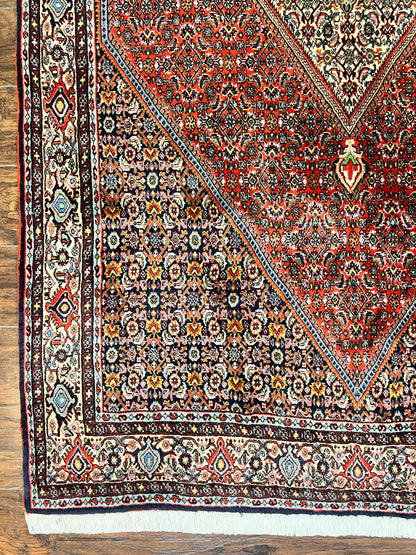 Persian Bidjar Rug 5x10, Wool Hand Knotted Vintage Carpet, Highly Detailed, Mahi Herati Pattern, 5 x 10 Oriental Rug - Nuvé
