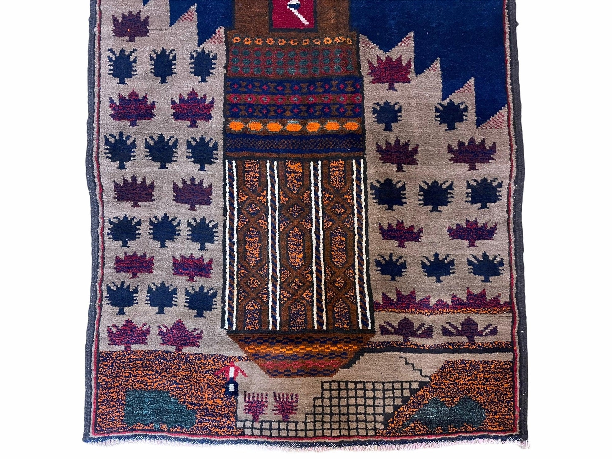 3 X 4.5 Vintage Handmade Tribal Wool Rug Baluchi Rug Afghan Rug Red Blue Beige - Nuvé